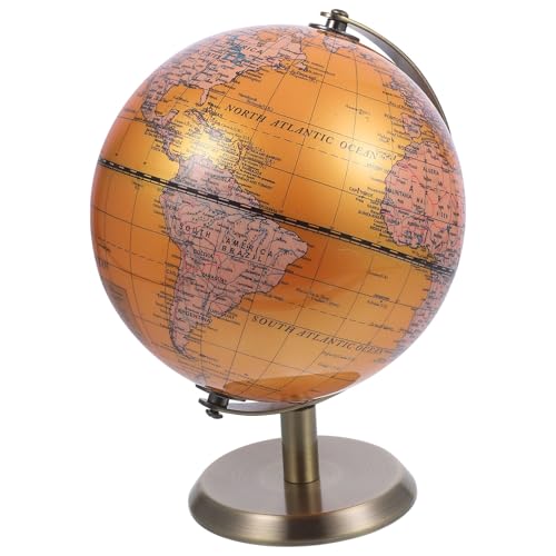 minkissy Globo Terráqueo Decorativo Europeo con Base Estable y Bola Giratoria de Aleación y Abs Adorno Educativo para Oficina y Hogar Estilo Ligero y Elegante