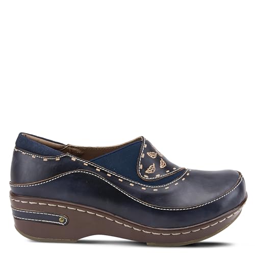 Image of Spring Step L'artiste Burbank Leather Clogs for Women | Designer Hand-Painted Slip-On Shoes | Ladies Casual Platform Clog