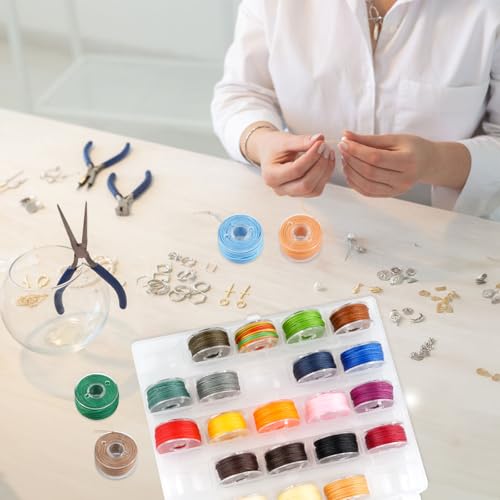 Gewachste Schnur, 25 Rollen Gewachster Faden, Wachsschnur 0,55mm x 10m, Polyesterschnur Gewachstes Garn mit Box für Armbänder, Halsketten, Schmuckherstellung, DIY Basteln (25 Farben)