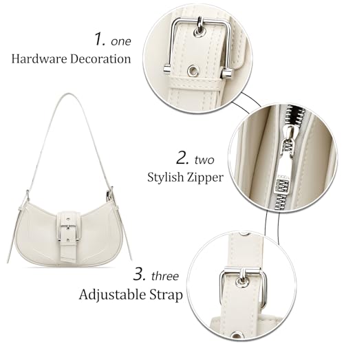 Image of KKXIU Shoulder Bags for Women Retro Vegan Leather Purse | Small Crescent Trendy Clutch | Y2K Underarm Hobo Handbag with Adjustable Strap