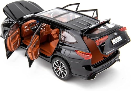 Image of 1:24 Crown Kluger SUV Model Car - Red Alloy Diecast Pull Back Toy with Sound, Light & Openable Doors - Gift for Kids Boys Girls (Black)