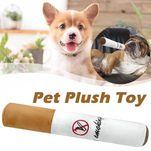 Plüsch-Hundespielzeug, lustiges quietschendes Zigarren-Hundespielzeug, Plüsch-Hundespielzeug zum Kauen, Trainingsspielzeug für Zahnen, Hundezigarette