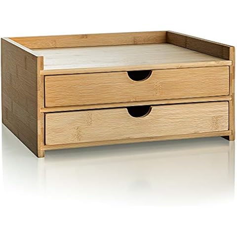 Prosumer's Choice 2-Tier Desk Organizer with Drawers and Storage - Wooden Desk Organizers - Mini Bamboo Organizing Unit - Ideal for Makeup, Bathroom, and Desktop Organizer and Tabletops Cover
