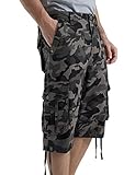 Picture of BEST SOUTH Men's Long Cargo Shorts Casual Below Knee 13 Inches Capri Shorts Relaxed Fit with Pockets Black Camo 40