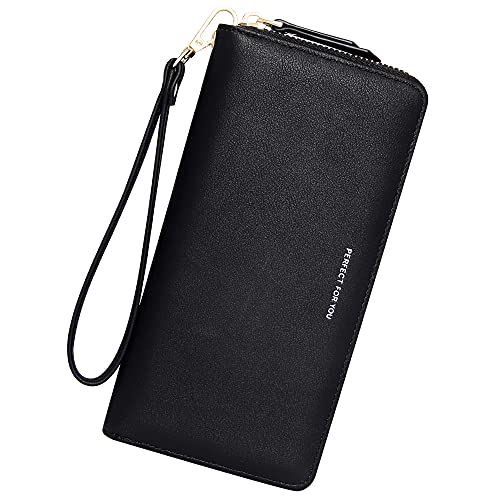 GEEAD Wristlet Wallets for Women PU Leather RFID Blocking Zip Around Long Phone Clutch Wallet