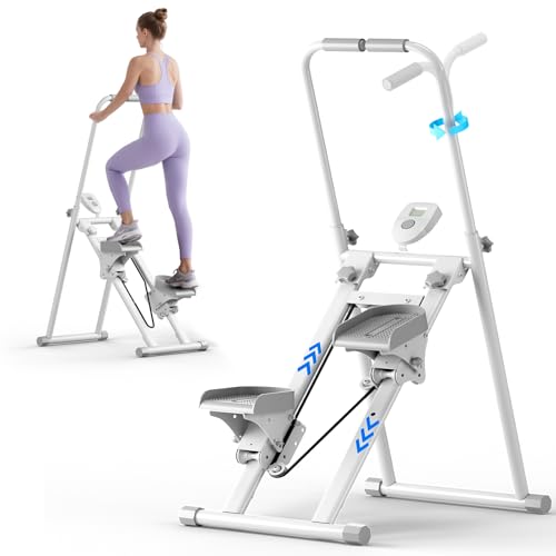 ZCMHAXJ Foldable Stair Stepper for Home, Adjustable Stair Climber with 4 Heights & 3 Angles, Compact Folding Vertical Stair Master for Exercise at Home for Full-Body Workout (White)