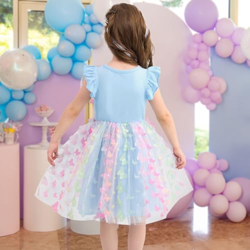 Toddler Baby Girl Dress Little Girls Summer Tulle Tutu Dresses Kids Flutter Sleeve Casual Party Clothes Outfit 2-7Y3