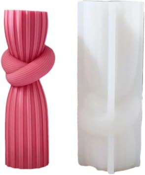 Large Knot Ribbed Pillar Silicone Mold Soap Epoxy Resin Candle DIY Craft