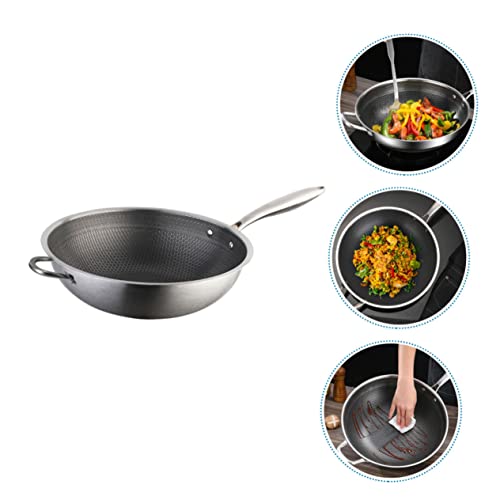 Wok de acero inoxidable doble mango STOBAZA diseño panal miniatura 4