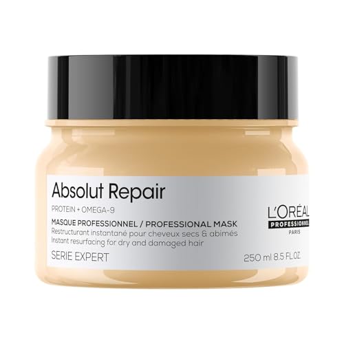 L'Oréal Professionnel Paris Absolut Repair Hair Mask - Protein Hair Treatment For Deep Nourishment, Hydrates, Repairs Damage & Adds Shine For Dry & Damaged Hair