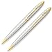 Franklin Covey Lexington, Ballpoint Pen and 0.9mm Pencil Set, Polished Chrome with Gold Appointments, by Cross (FC0011IM-3)