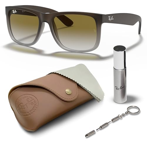 Ray-Ban RB4165 Square Shape Non-Polarized Sunglasses for Men – Includes Official Rayban Eyewear Kit – Ideal Formal & Casual Wear Sunglasess – Green Gradient Lens