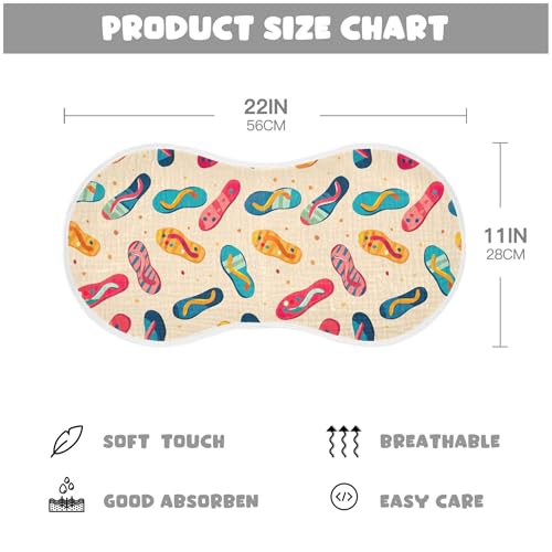 xigua Colorful Flip Flops Pattern Baby Burp Cloths for Newborn Boys and Girls 4 Pack, Soft & Absorbent Cotton Baby Burp Cloth, Baby Washcloths, Newborn Towel, Burp Rags4