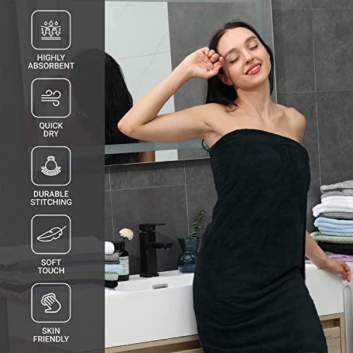 Junsey Black Bath Towels Set Of 6, Bathroom Towels 27X55In Quick Dry Towel Set 600 Gsm Microfiber Towels Super Soft Absorbent Shower Towels For Bathroom Hotel Spa Gym Camping Beach #TOP2