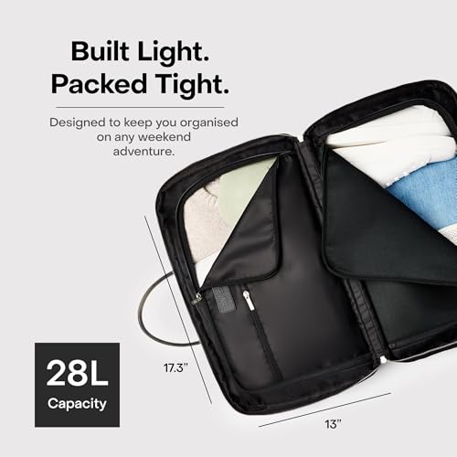 Carry All Split Weekender - Stylish Carry On Bag for Personal & Work, Zipped Pockets & Pass-Through Band, Weekender Bag, Travel Bag Flight Approved, Clamshell Opening - 28L, French Navy3