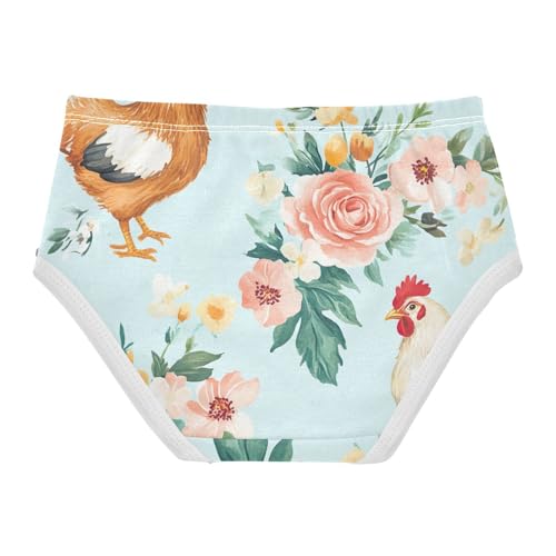 Underwear for Girls, Chickens Toddler Briefs, Cotton Underwear Girls, 2T–8 Years2