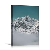 Canvas Wall Art Snowy Tops Cool Dramatic Mountain Nature Photography Romantics - 12x18 inches
