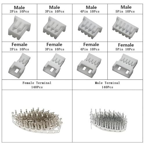 Alriedy 360 Stücke Molex/JST 1.25mm Stecker Kit | 2/3/4/5 Pin Adapter,Für 3D-Drucker/Flugregler
