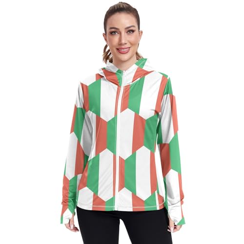 Italy Flag Women's UPF 50+ Sun Protection Hoodie Jacket Lightweight Long Sleeve Sun Shirt with Pocket Multicoloured