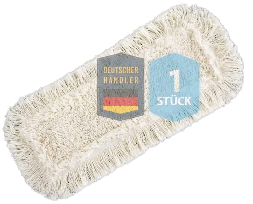 1 STÜCK Wischmopbezug Ersatzbezug Set Baumwolle für 40 cm Wischmop Klapphalter MADE IN EUROPE, Bodenwischer Mop für Bodenbeläge wie Laminat Echtholzböden Dielen Putzlappen, Parkett Schrubber