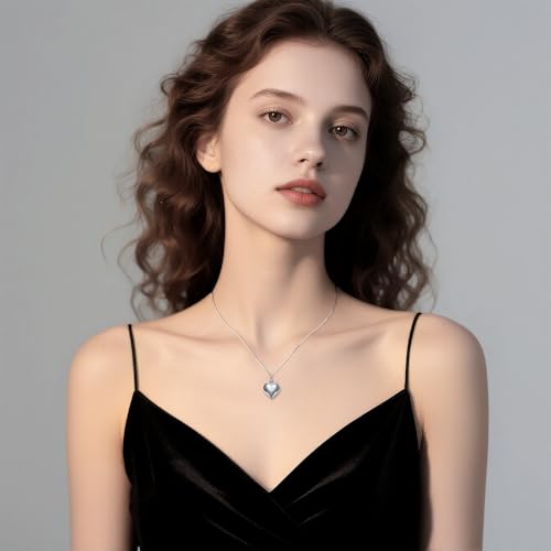 Sterling Silver Heart Necklace for Women 925 - Dainty Adjustable Choker, Cute Love Pendant, Trendy 2025 Layering Necklace, Romantic Gift for Her3