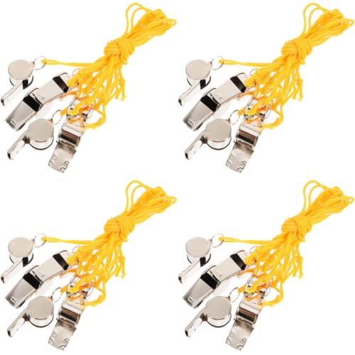 24 silbatos de acero inoxidable con cordón para supervivencia miniatura 1