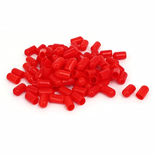 Tool parts 8mm Inner Dia Rubber Insulated End Cap Screw Thread Protector Cover Red 100pcs