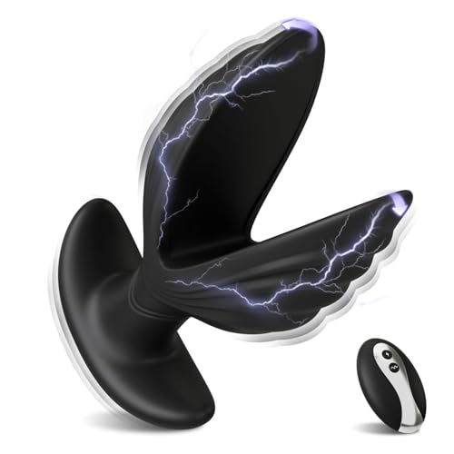 E-Stim Prostate Massager Vibrating Butt Plug Expanding Anal Plug Vibrator with 5 Electric Shock & 10 Vibrations Remote Control Anal Dilator Trainer Prostate Stimulator Toy Sex Toys for Men Gay Women