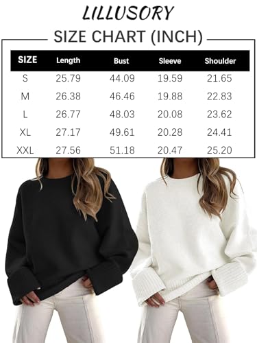 Lillusory Women'S Warm Chunky Sweaters 2024 Fall Fashion Trendy Outfit Long Oversized Fuzzy Knit Knitted Pull Over Tops Black thumb #5