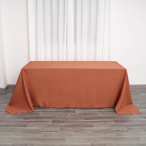 Tableclothsfactory 90x132 Terracotta Wholesale Rectangle Polyester Tablecloth Linen Wedding Party Restaurant Tablecloth