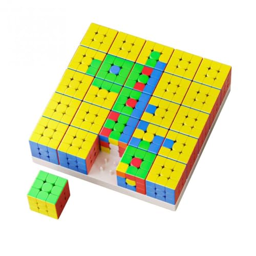 Image of MoYu Cube Mosaic Art Gallery 5x5 Kit | 25 Mini 3x3 Cubes (30mm) & Display Case | Creative Puzzle Art, Beginner-Friendly Set