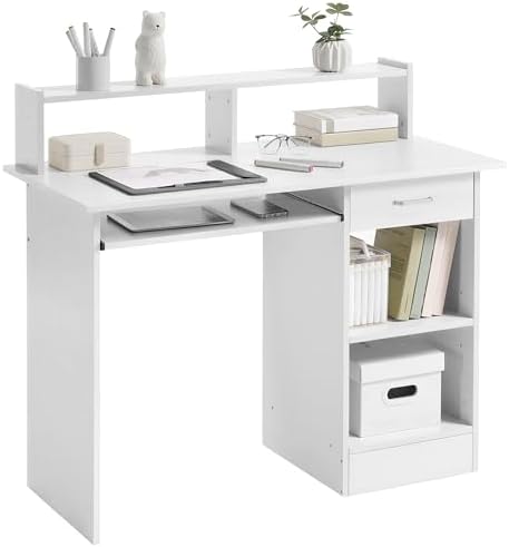 Yaheetech Scrivania per Computer Bianco Tavolo per PC da Studio c...