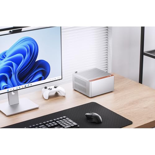 Image of JONSBO NV10 Silver MINI ITX PC Case, Aluminum Alloy with Walnut Trim Desktop Case, Compatible with 1U Flex PSU, Low-Profile GPU,Compact &Portable 4.5L Case,with a PCI-E 4.0 Extended Cable, Silver