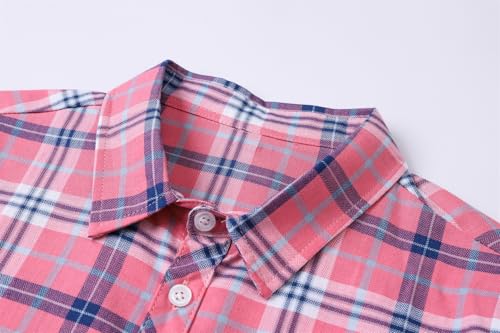Image of SANGTREE Girls and Women Plaid Shirt Short Sleeve Button Down Summer Blouses Tops