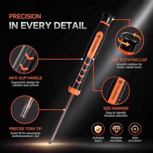 Torx Screwdriver Set with Case NEWFIX 10 Piece T2 T15 Small Security Bits T2 T3 T4 T5 T6 - image 4