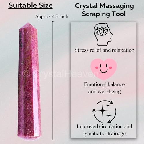 Image of Rhodonite Crystal Wand - Pointed Crystal Wand for Energy Healing, Chakra Balancing, Meditation and Home Decor - Crystals and Healing Stones for Gift