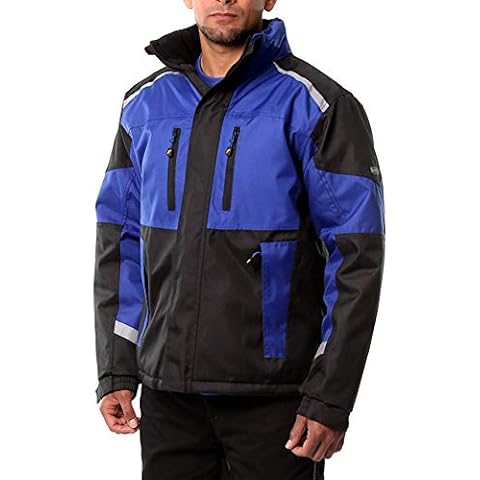 Goodyear Workwear GYJKT014 Mens Waterproof Windproof Breathable Canvas Padded Work Safety Jacket, Black/Royal Blue, Medium Cover