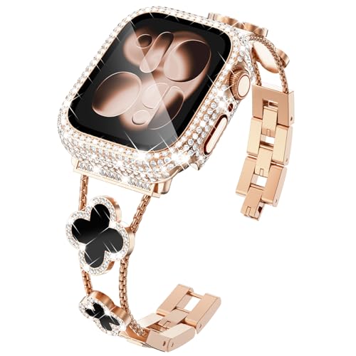 Bracelet trèfle Apple Watch 42mm : sublimez vos soirées en or