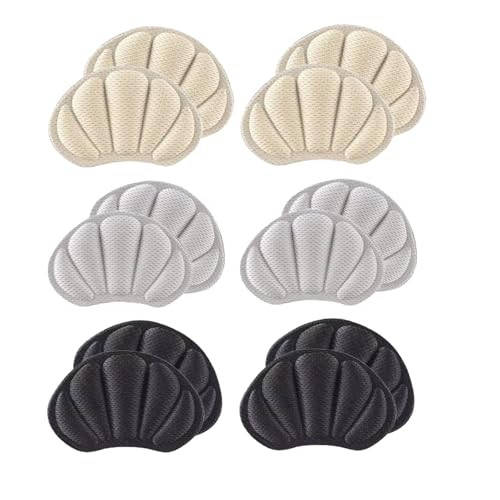 6 Pares Protector Talón Terapéutico Transpirable con Adhesivo Ultrafuerte | Almohadillas Reductor Talla Zapatos | Incluye Taloneras Antiescaras para Deportivas/Tacones (Negro/Gris/Beige)