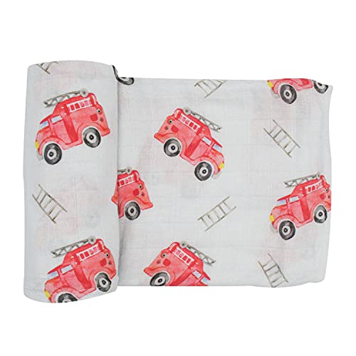 Image of immispace - Ultra Soft Swaddle Blanket | Muslin Blankets for Girls & Boys | Newborns & Infants Gifts | 30% Organic Cotton + 70% Rayon | Large 47" x 47" | Machine Washable (Fire Truck)