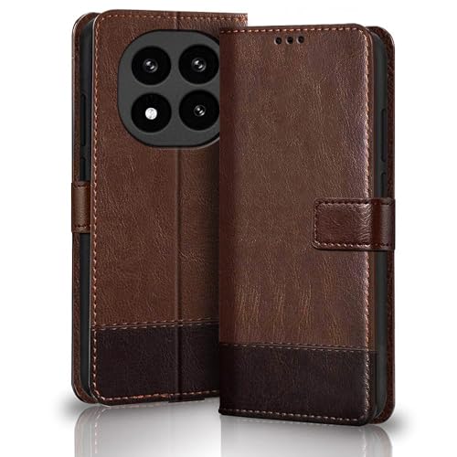 Image of TheGiftKart Flip Back Cover Case for Mi Redmi Note 14 Pro Plus 5G | Dual-Color Leather Finish | Inbuilt Stand & Pockets | Flip Back Case Cover for Redmi Note 14 Pro+ 5G (Faux Leather, Brown & Coffee)
