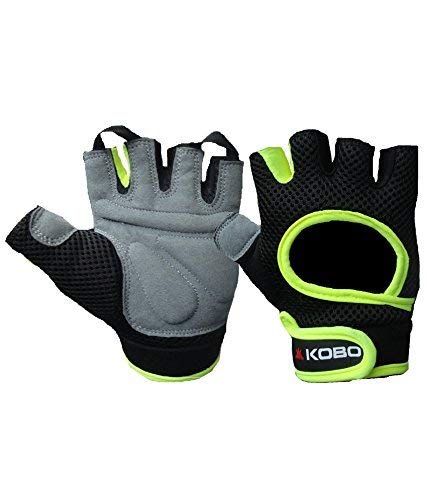 Kobo WTG-03-Green Weight Lifting Gym Gloves Hand Protector for Fitness Training, Medium