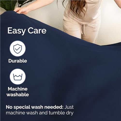 Image of Full 6 Piece Bed Sheet Set - Comfy, Breathable & Cooling Sheets - Navy Blue