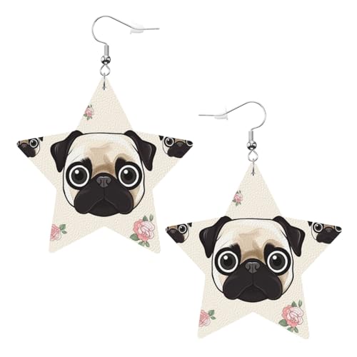 Leder Ohrringe Für Frauen Mode Stern Ohrring Für Mädchen Valentinstag Geburtstag Linie Raum Blume Stern Baumeln Ohrringe Schmuck Geschenk, Eén maat, Kein Edelstein