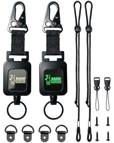 14-PCS Radio Holder 360Adjustable 26 Retracting with 2pack 4 Mounting Screws 4 Steel D-Loops 2 Long & 2 Short Ropes Used in Low-Light Conditions for Truck