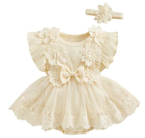 Caratteristiche: Questo abito da bambina ha adorabili maniche a volant, scollo rotondo, top a coste e affascinanti ricami floreali sulla gonna in tulle. È perfetto per le foto del bambino o del neonato e farà apparire la vostra bambina elegante e dolce.