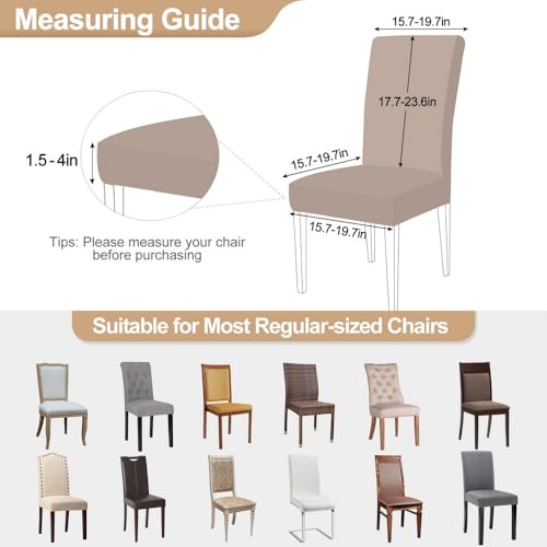 Image of SearchI Waterproof Dining Room Chair Covers Set of 4, Stretch Jacquard Parsons Chair Slipcovers Removable Washable Kitchen Chair Protector for Dining Room, Hotel, Banquet(Beige Rhombus)