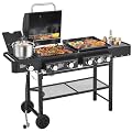 Lyromix 5 Burners Gas Grill and Griddle Combo with Side Burner, Propane Gas Grills with Heavy-duty Enamel Grate, Durable BBQ Outdoor Flat Top Grill for Backyard and Patios, 56000 BTU