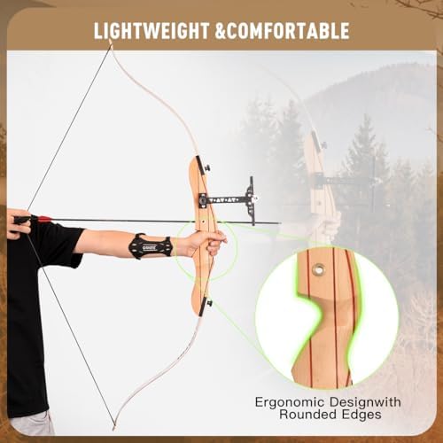 LWANO 54″ Recurve Bow and Arrow Set for Youth Beginner, Takedown