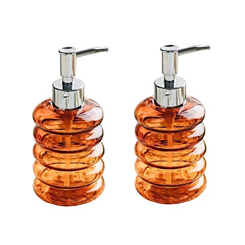 JSMY Dispensador de jabón Botella de loción Transparente de Vidrio jabón líquido y lociones Dispensador de jabón para baño Cocina(Color:Naranja * 2) Cover